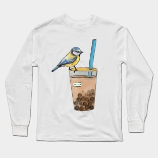 Tit-Tea: Blue Tit Bubble tea Long Sleeve T-Shirt